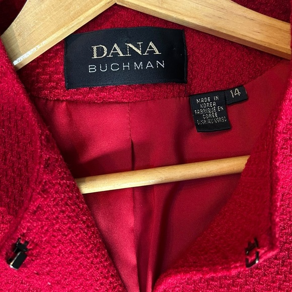Dana Buchman Women’s 100% Wool Dark Cherry Red Hook Top Jacket Blazer Size 14 - Picture 5 of 5
